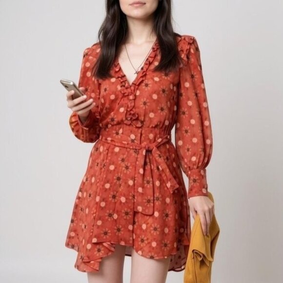 Misa Los Angeles Veruka Red Floral Mini Dress S - Picture 5 of 16